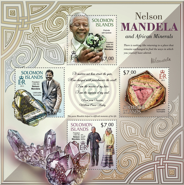 Nelson Mandela & African Minerals - Issue of Solomon islands postage stamps