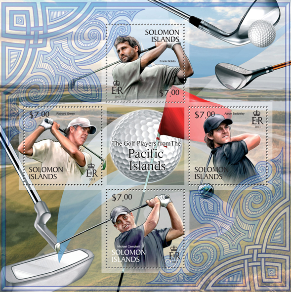 The golf players from the Pacific Islands - Issue of Solomon islands postage stamps