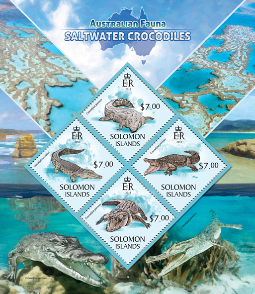 Saltwater crocodiles  - Issue of Solomon islands postage stamps
