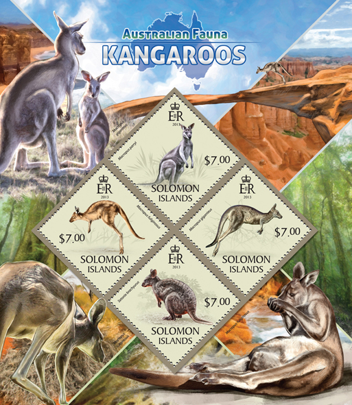 Kangaroos  - Issue of Solomon islands postage stamps