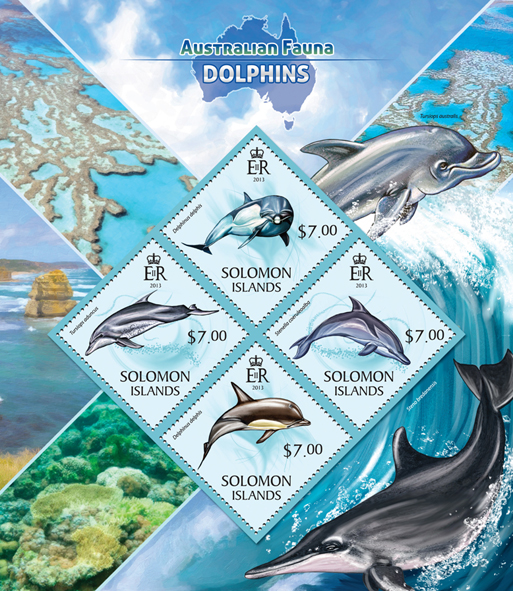 Dolphins  - Issue of Solomon islands postage stamps