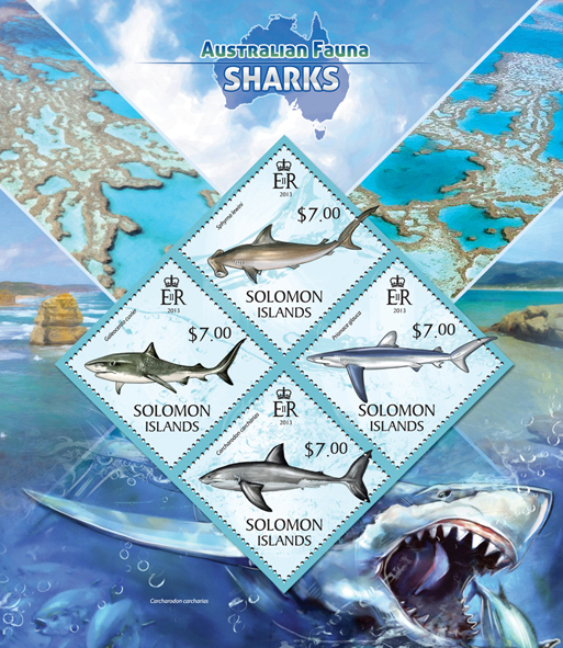 Sharks  - Issue of Solomon islands postage stamps