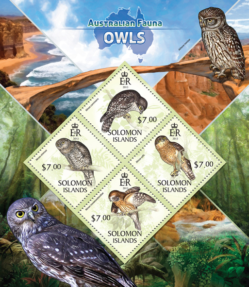 Owls  - Issue of Solomon islands postage stamps