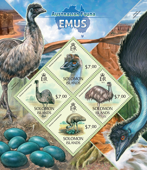 Emus  - Issue of Solomon islands postage stamps