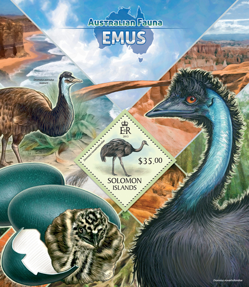 Emus  - Issue of Solomon islands postage stamps