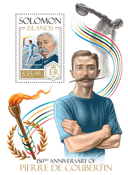 Pierre de Coubertin - Issue of Solomon islands postage stamps