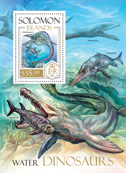 Water Dinosaurs - Issue of Solomon islands postage stamps