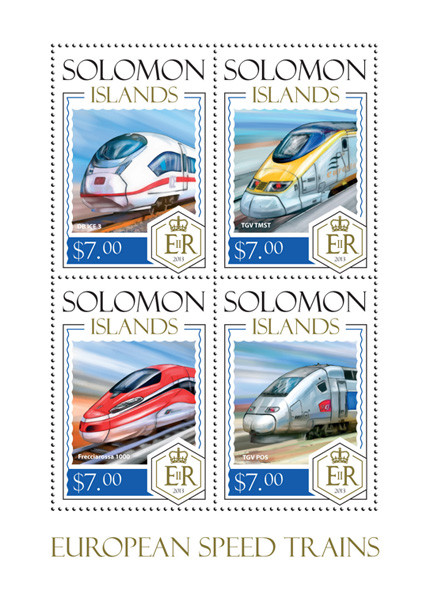 Trains - Issue of Solomon islands postage stamps