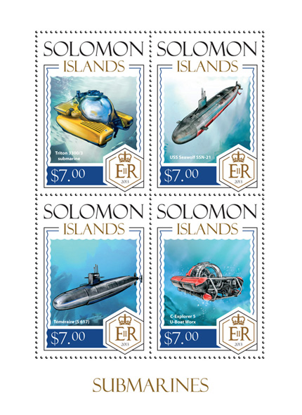 Submarines - Issue of Solomon islands postage stamps