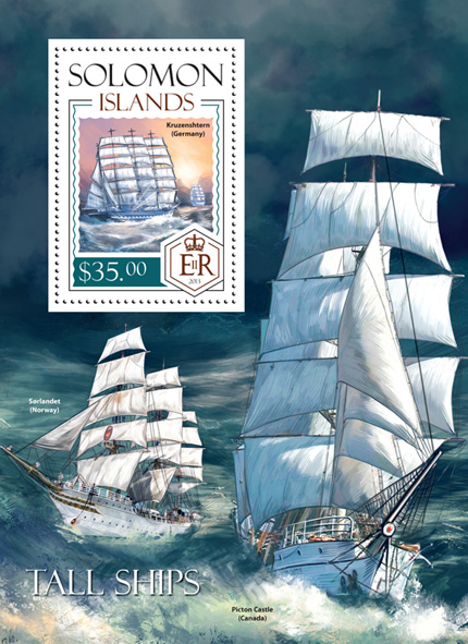 Ships - Issue of Solomon islands postage stamps