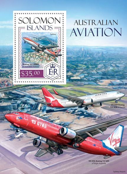 Australian Aviation - Issue of Solomon islands postage stamps