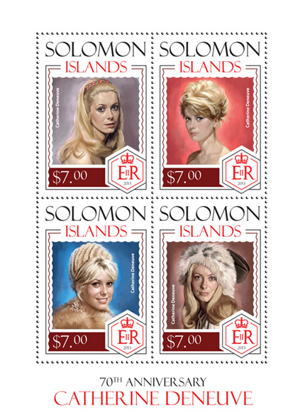 Catherine Deneuve  - Issue of Solomon islands postage stamps