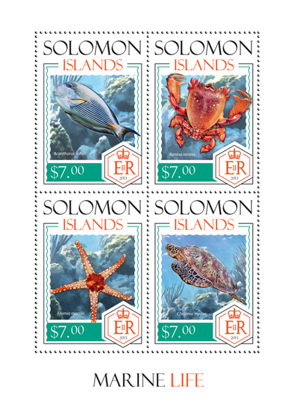 Marine life - Issue of Solomon islands postage stamps