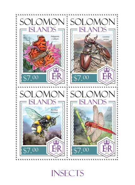 Insects - Issue of Solomon islands postage stamps