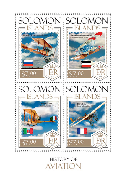 History of Aviation - Issue of Solomon islands postage stamps