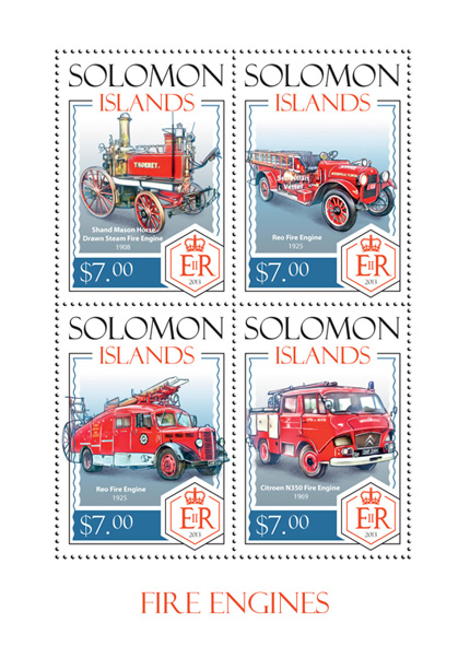 Fire Engines - Issue of Solomon islands postage stamps