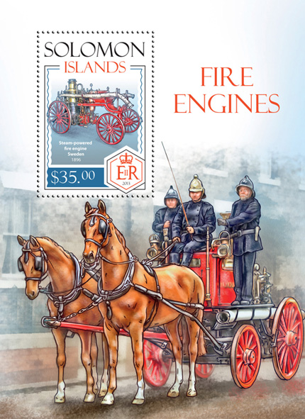 Fire Engines - Issue of Solomon islands postage stamps