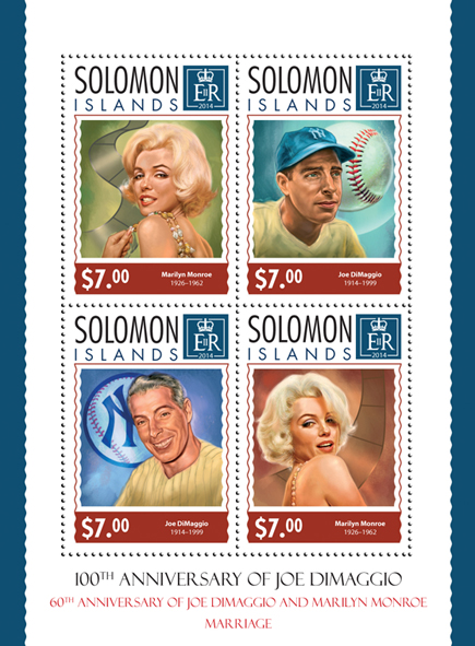 Joe DiMaggio and Marilyn Monroe - Issue of Solomon islands postage stamps