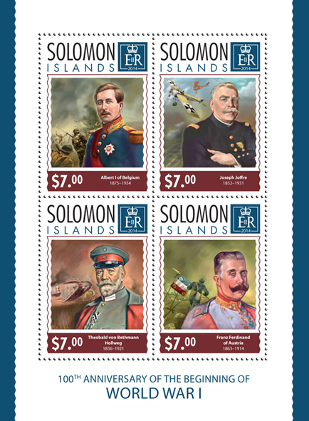 World War I - Issue of Solomon islands postage stamps