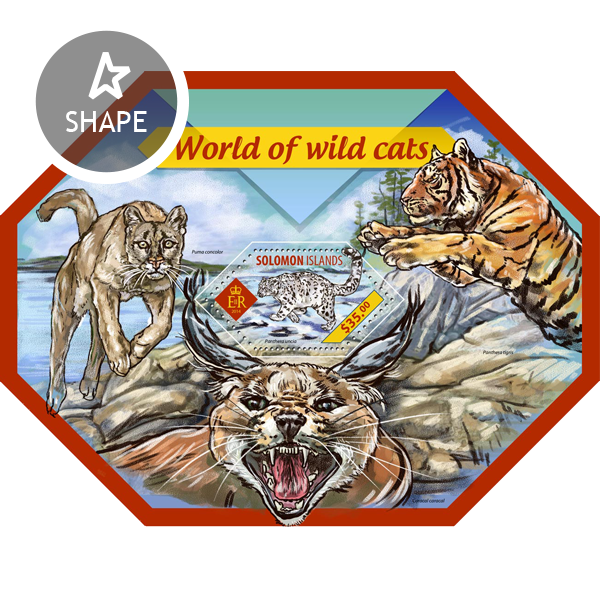 Wild cats - Issue of Solomon islands postage stamps