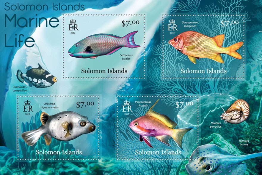 Marine Life - Issue of Solomon islands postage stamps