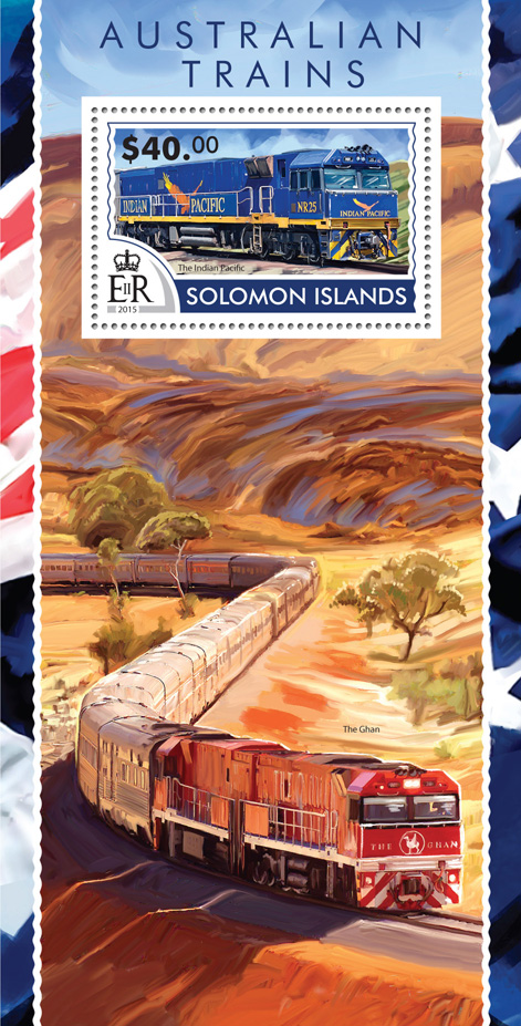 Australian trains - Issue of Solomon islands postage stamps