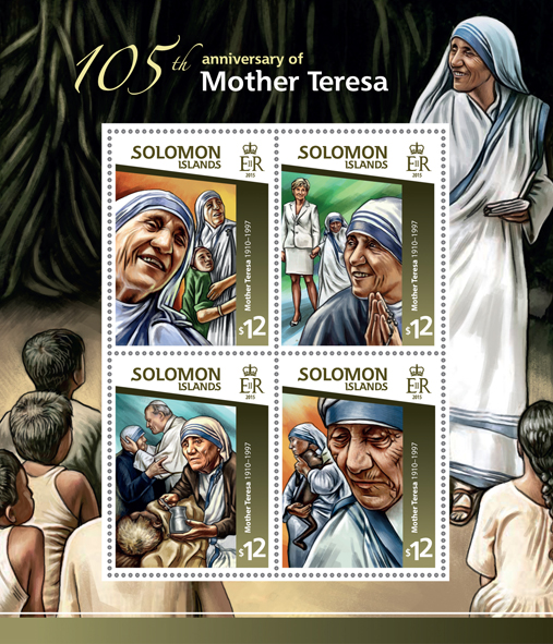 Mother Teresa - Issue of Solomon islands postage stamps