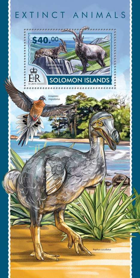 Extinct animals - Issue of Solomon islands postage stamps