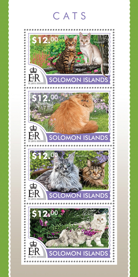Cats - Issue of Solomon islands postage stamps