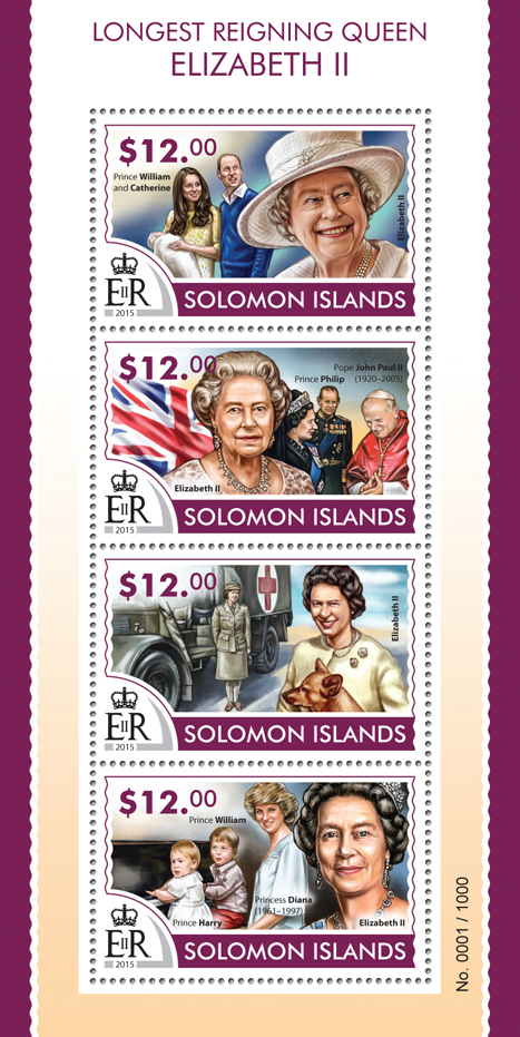 Queen Elizabeth II - Issue of Solomon islands postage stamps