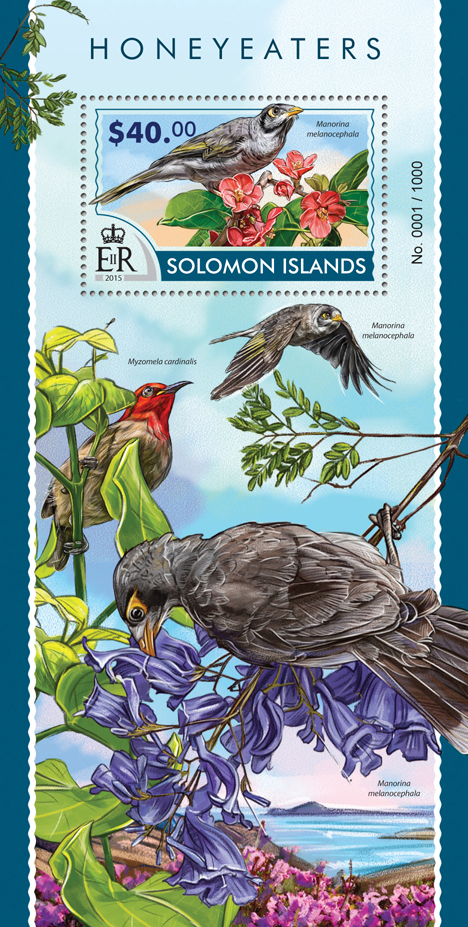 Honeyeaters - Issue of Solomon islands postage stamps