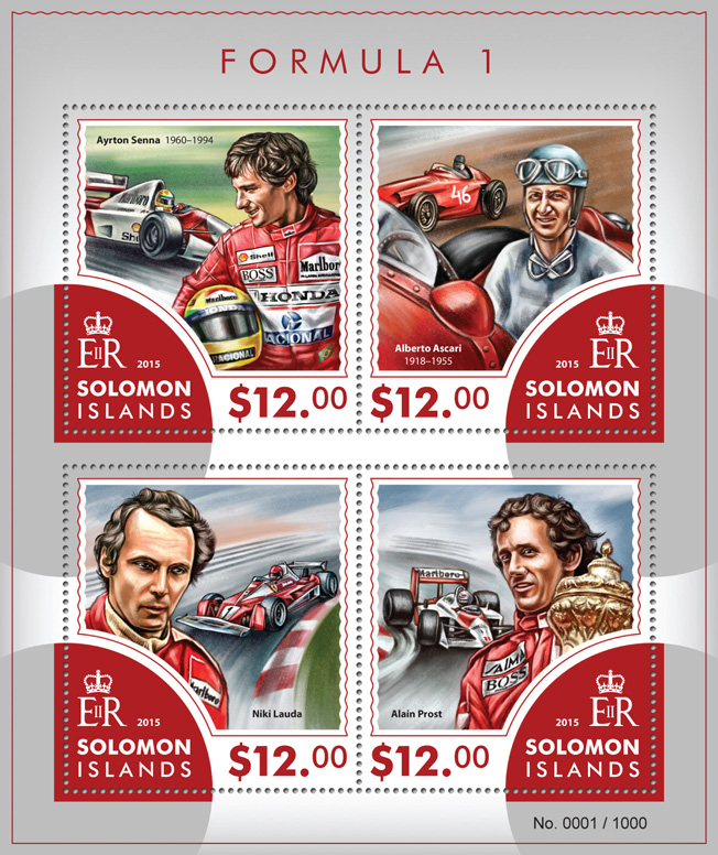 Formula 1 - Issue of Solomon islands postage stamps