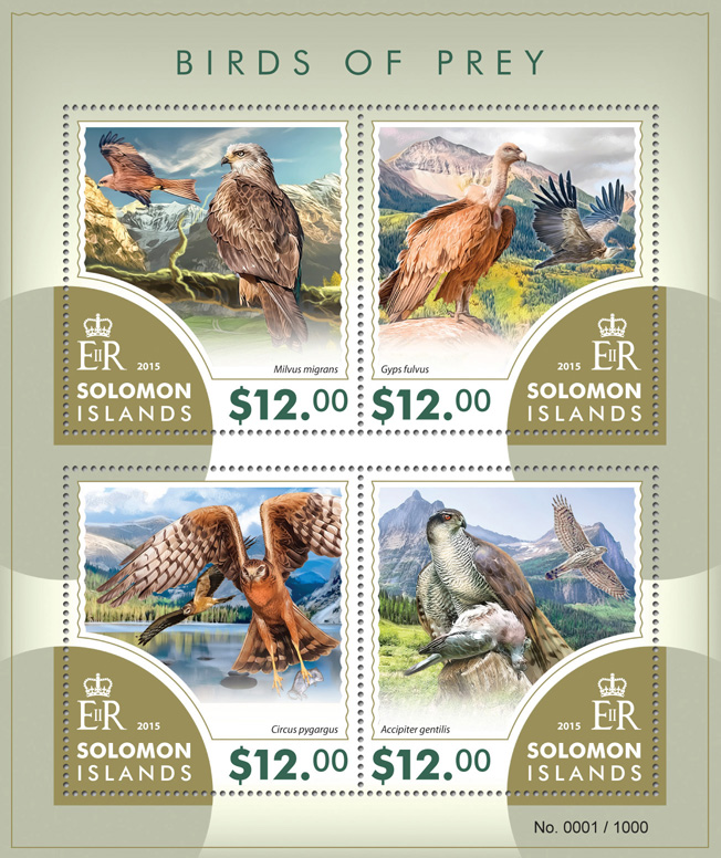 Birds of Prey - Issue of Solomon islands postage stamps
