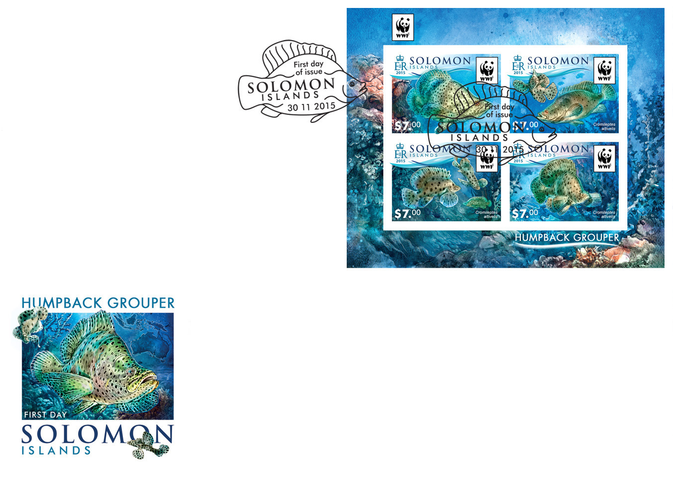 WWF – Fish (FDC imperf.) - Issue of Solomon islands postage stamps