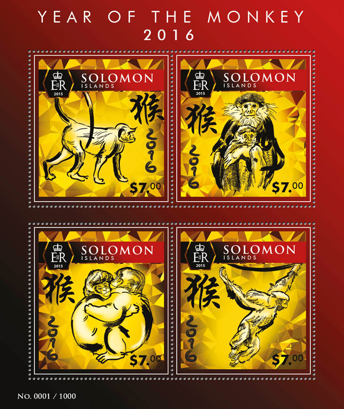 Year of the monkey - Issue of Solomon islands postage stamps