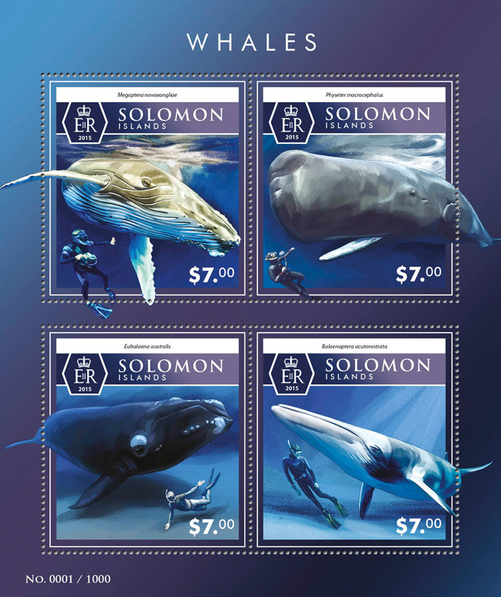 Whales - Issue of Solomon islands postage stamps