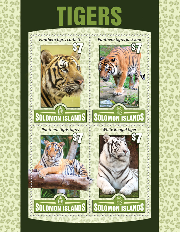 Tigers - Issue of Solomon islands postage stamps