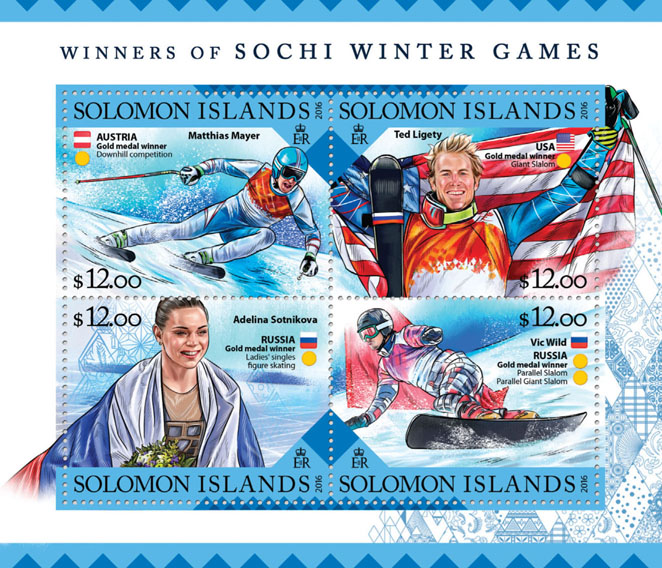 Sochi Winter Games  - Issue of Solomon islands postage stamps