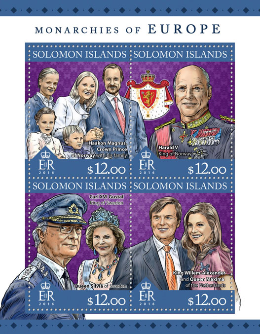 Monarchies of Europe - Issue of Solomon islands postage stamps