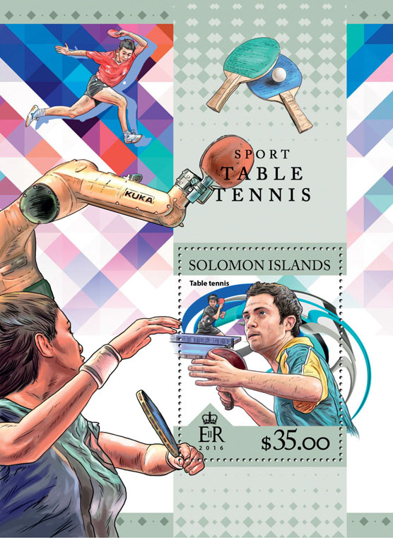 Table tennis - Issue of Solomon islands postage stamps