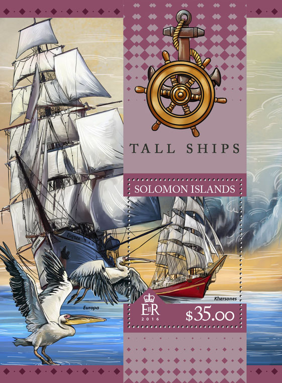 Tall ships - Issue of Solomon islands postage stamps