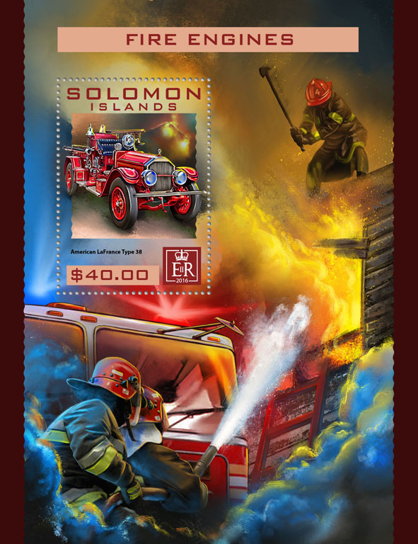 Fire engines - Issue of Solomon islands postage stamps