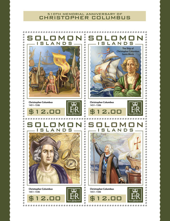 Cristopher Columbus - Issue of Solomon islands postage stamps
