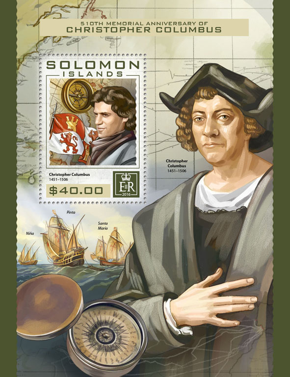 Cristopher Columbus - Issue of Solomon islands postage stamps