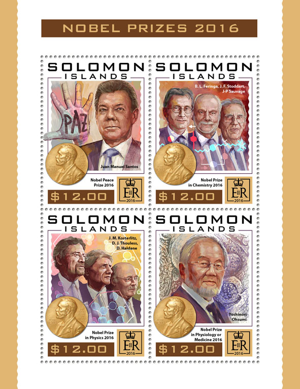 Nobel prizes - Issue of Solomon islands postage stamps