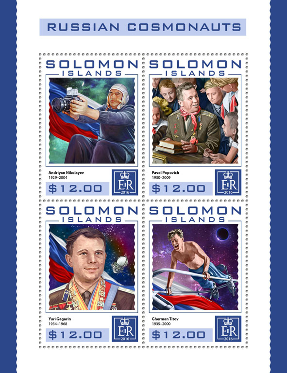 Russian cosmonauts - Issue of Solomon islands postage stamps