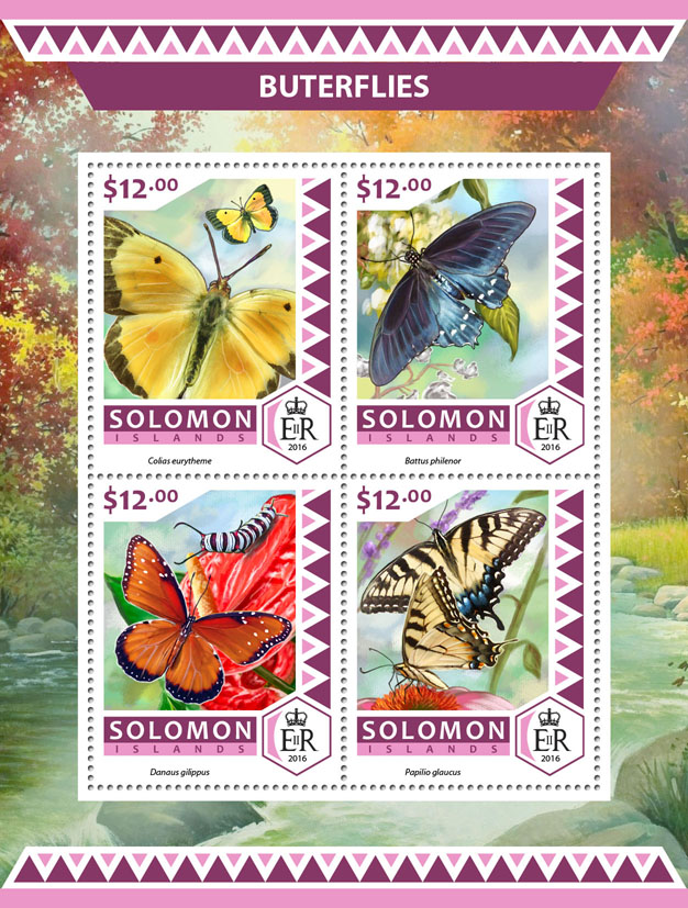Butterflies - Issue of Solomon islands postage stamps