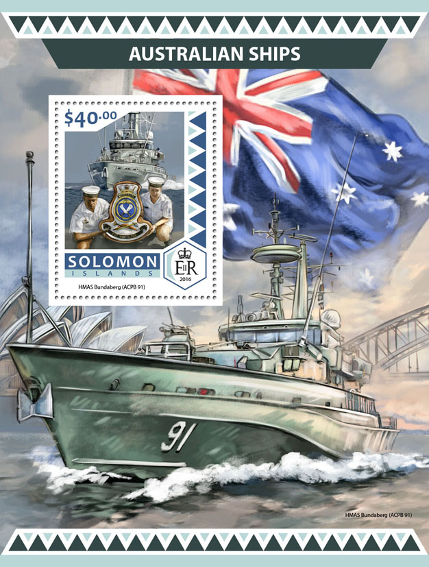 Australian ships - Issue of Solomon islands postage stamps