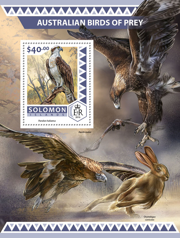 Australian birds of prey - Issue of Solomon islands postage stamps