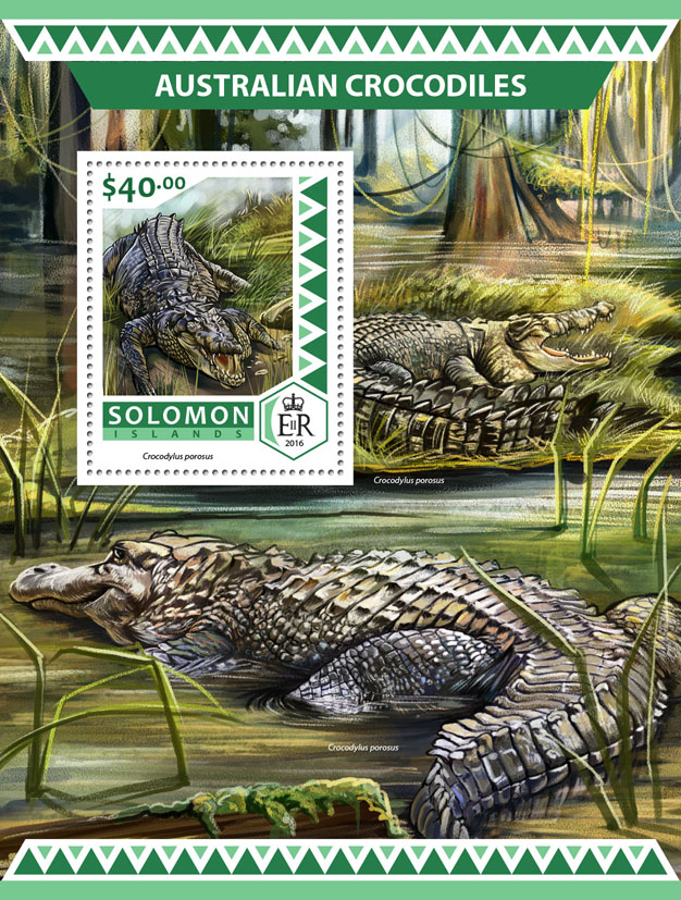Australian crocodiles - Issue of Solomon islands postage stamps